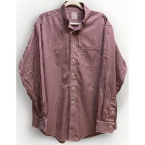 Brooks Brothers "The Original Polo Shirt" Mens L Red Gingham Check Supima Cotton
